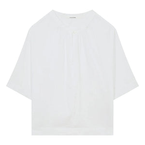 Pomandère - Cotton Poplin Short Sleeve Blouse | White