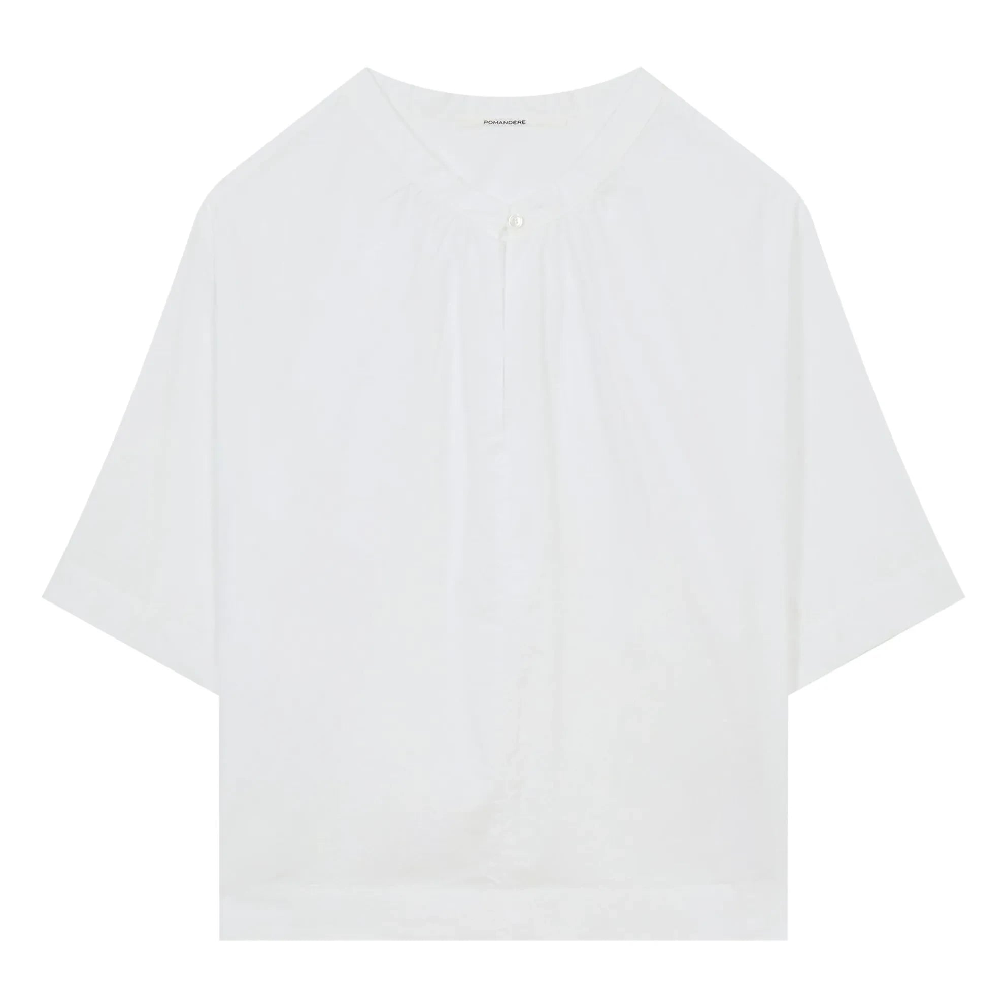 Pomandère - Cotton Poplin Short Sleeve Blouse | White