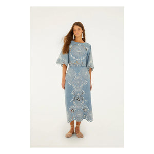 Farm Rio - Richelieux Blouse | Light Blue Denim