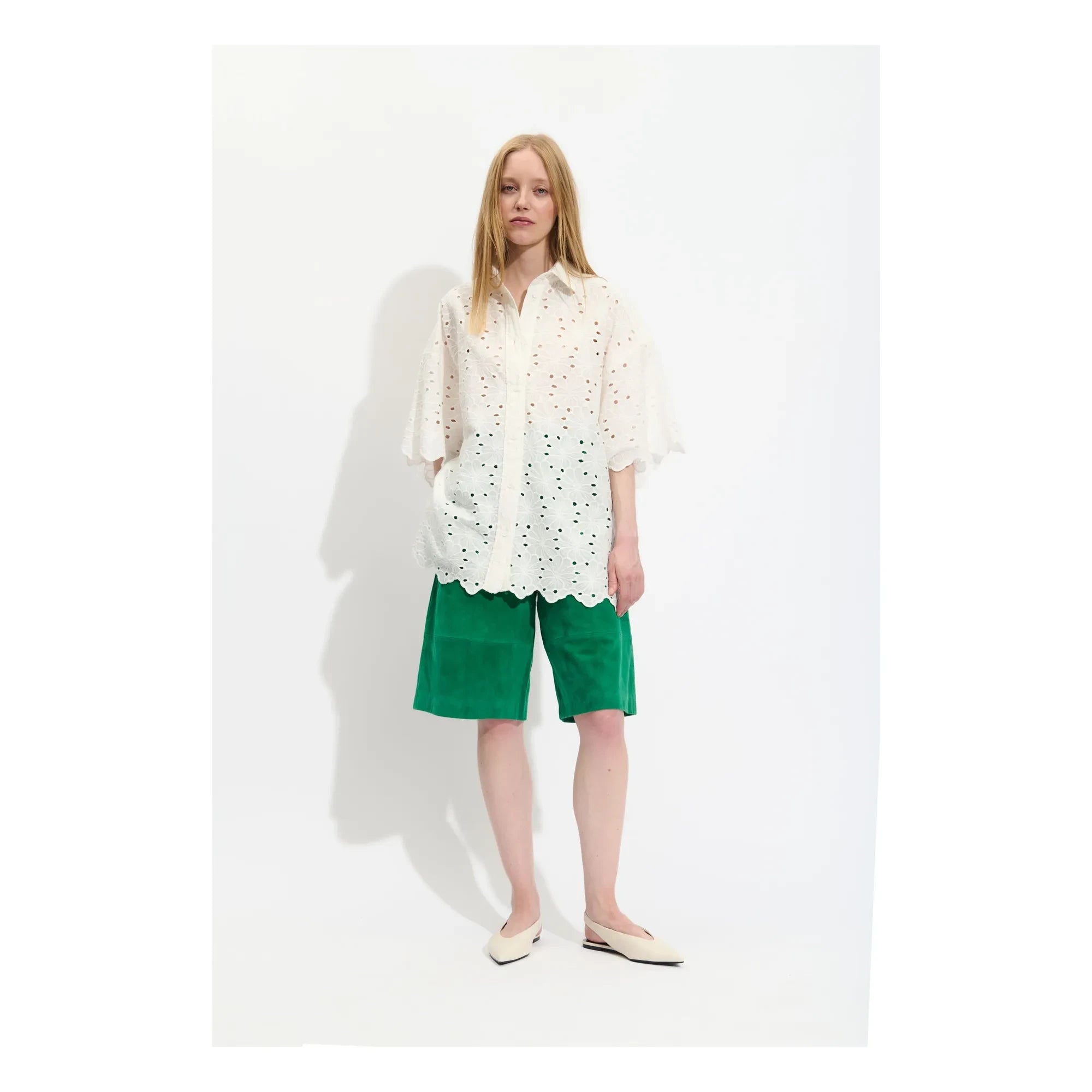 BELLEPIECE - Pio Cotton Embroidered Blouse | White
