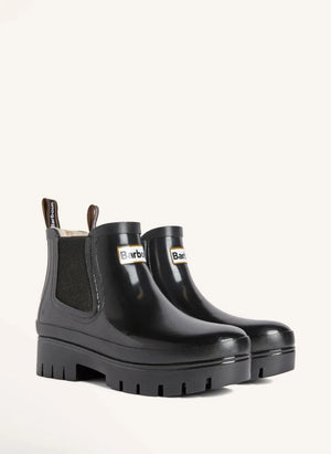 Barbour - Halton Suni Kürk Welly Çizmeler | Siyah