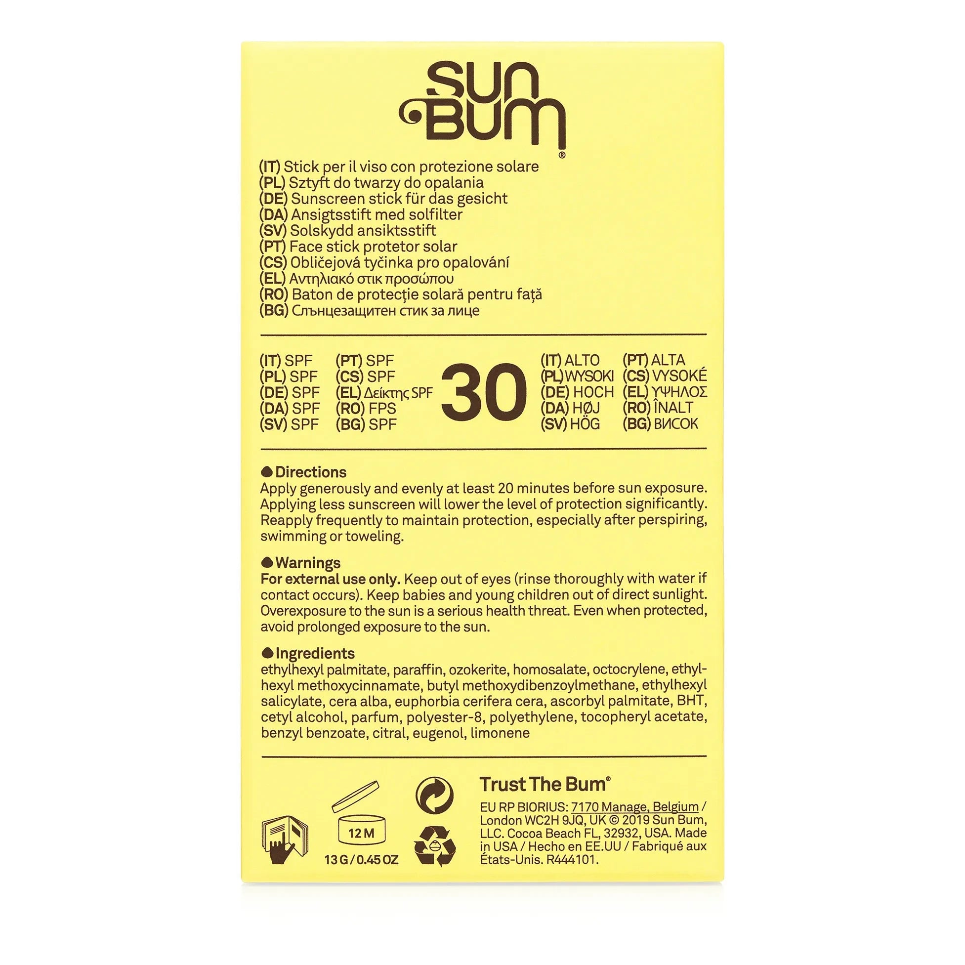 Sunbum - Original Face Stick SPF 30 - 30g