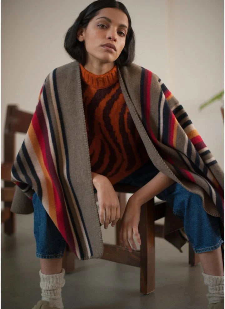 La Méricaine - Apache Recycled Wool Poncho | Earth Brown