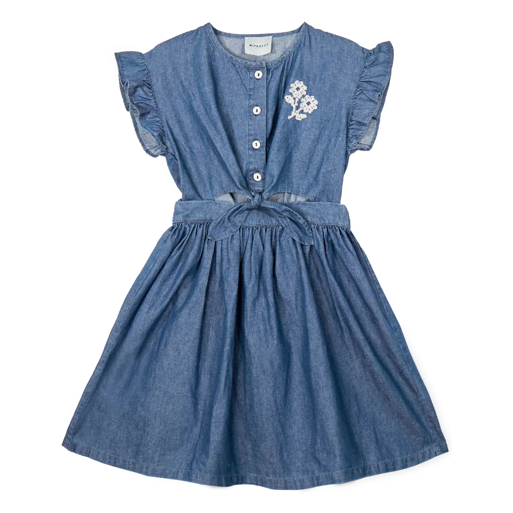 Mipounet - Amélie Knotted Cotton Denim Dress BCI | Blue