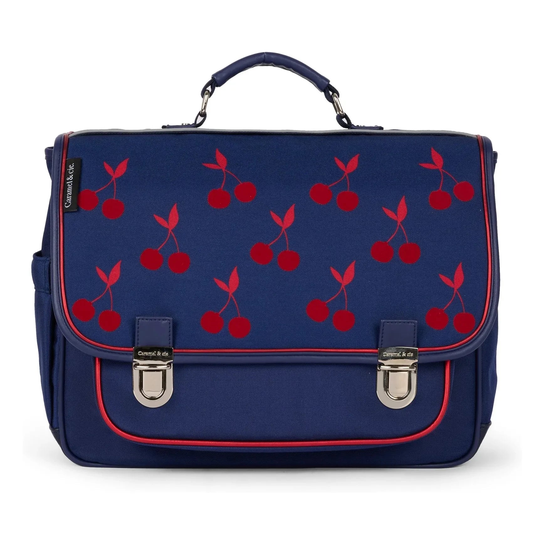 Caramel & Cie - Velvet Cherry Handbag | Navy Blue