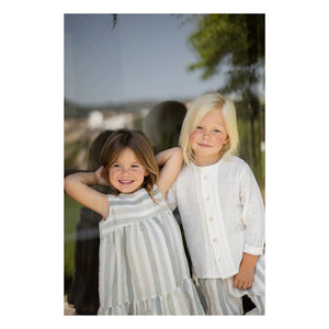 1+ in the family - Striped Linen Calonge Dress | Ecru