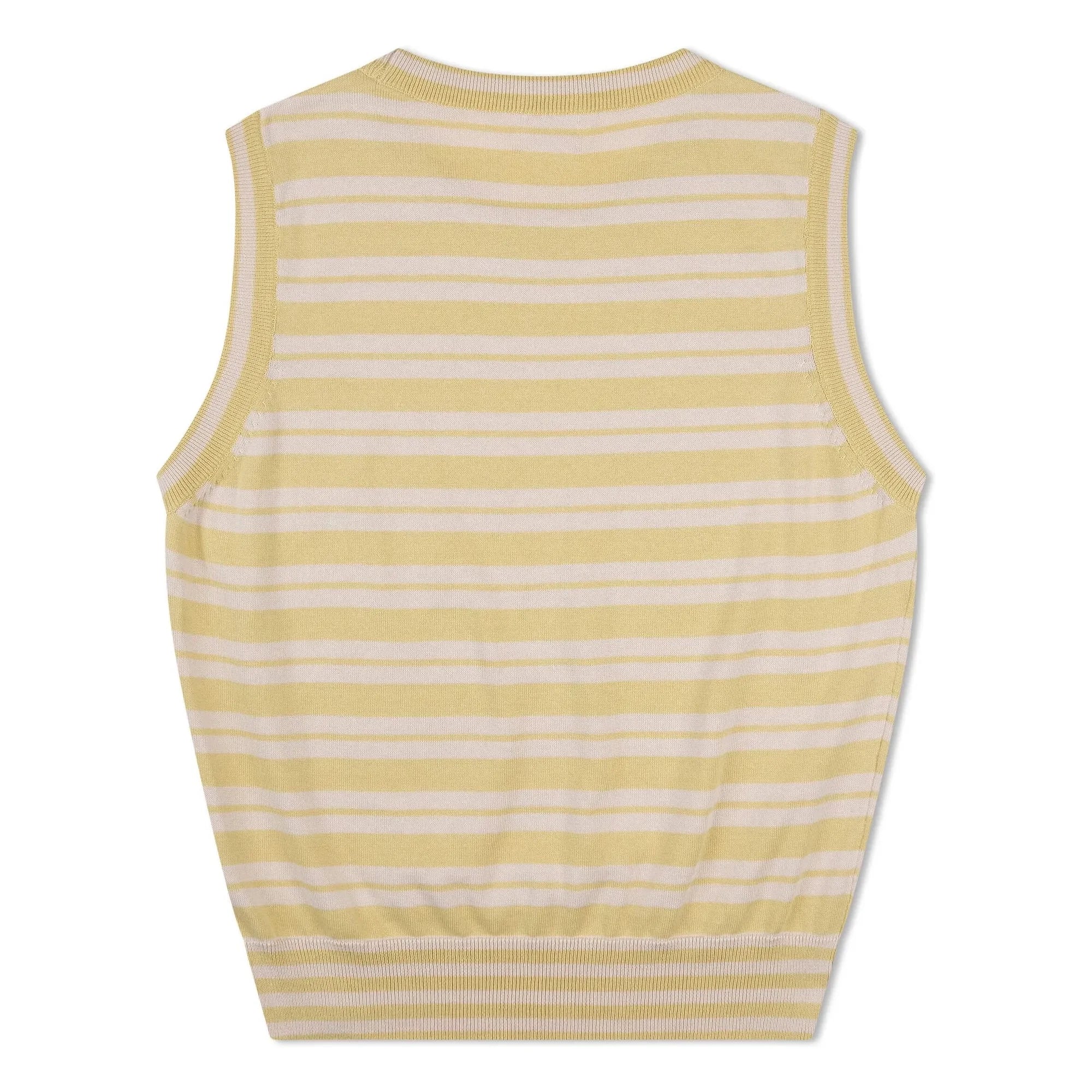 Matona - Organic Cotton Striped Thin Knit Tank Top | Pale Yellow