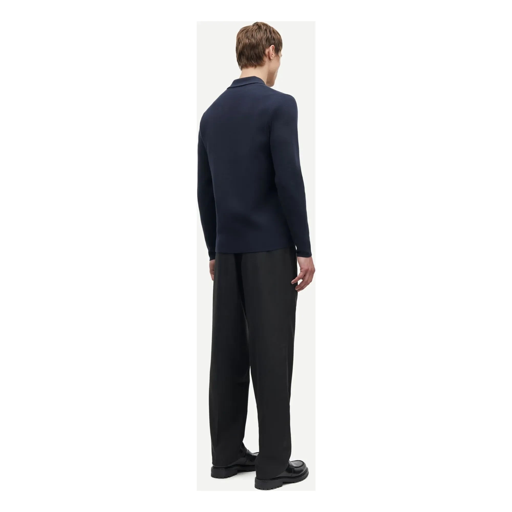 Samsoe Samsoe - Guna Long Sleeve Half-Zip Polo T-Shirt | Navy Blue