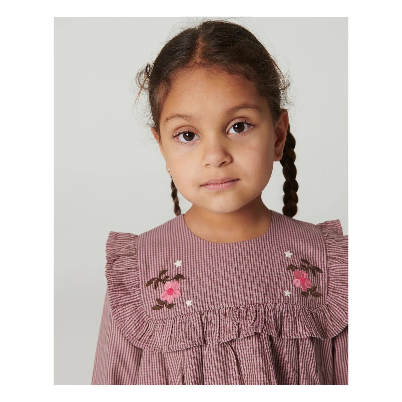 Copenhagen Colors - Embroidered Checked Dress | Pink