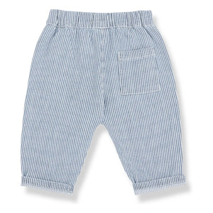 1+ in the family - Sineu Striped Organic Cotton Pants | Light Blue