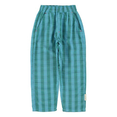Piupiuchick - Organic Cotton Checkered Pants | Blue