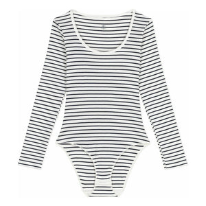 Petit Bateau - Çizgili Fitilli Body | Beyaz