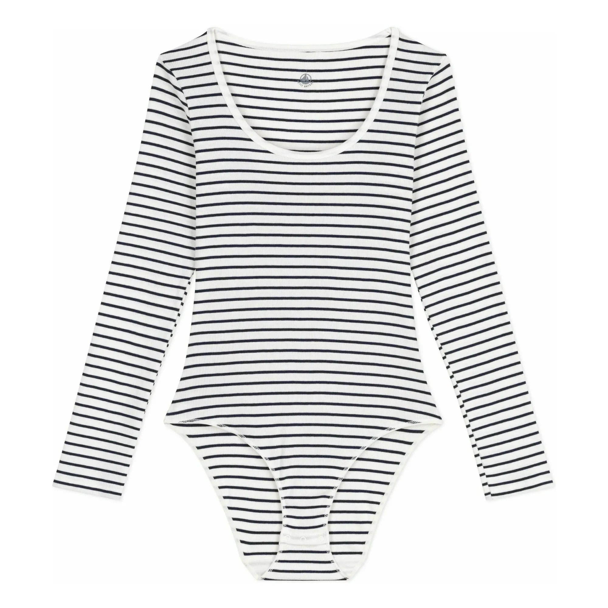 Petit Bateau - Çizgili Fitilli Body | Beyaz