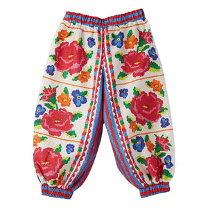 Fabula - Elastic Floral Pants | Red