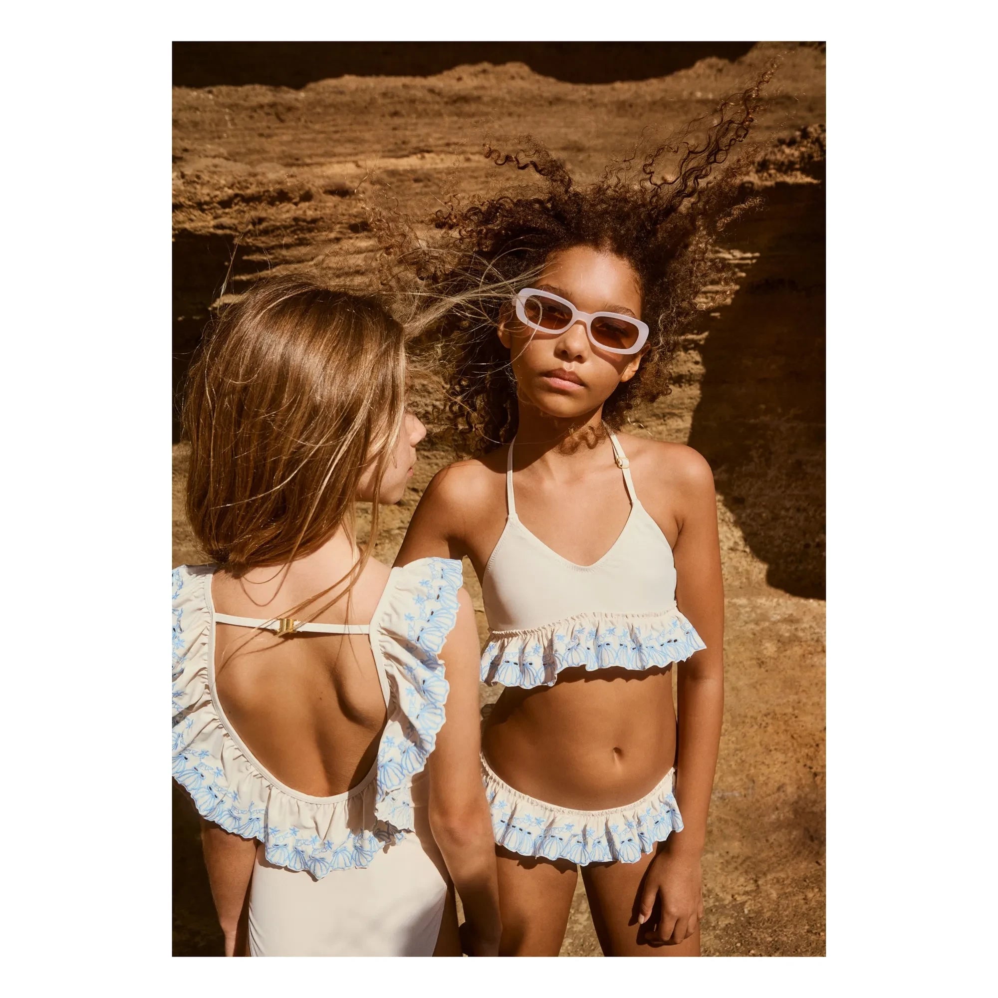 Molo - Nanda Ruffled Swimsuit Made from Recycled Fibers | Ecru