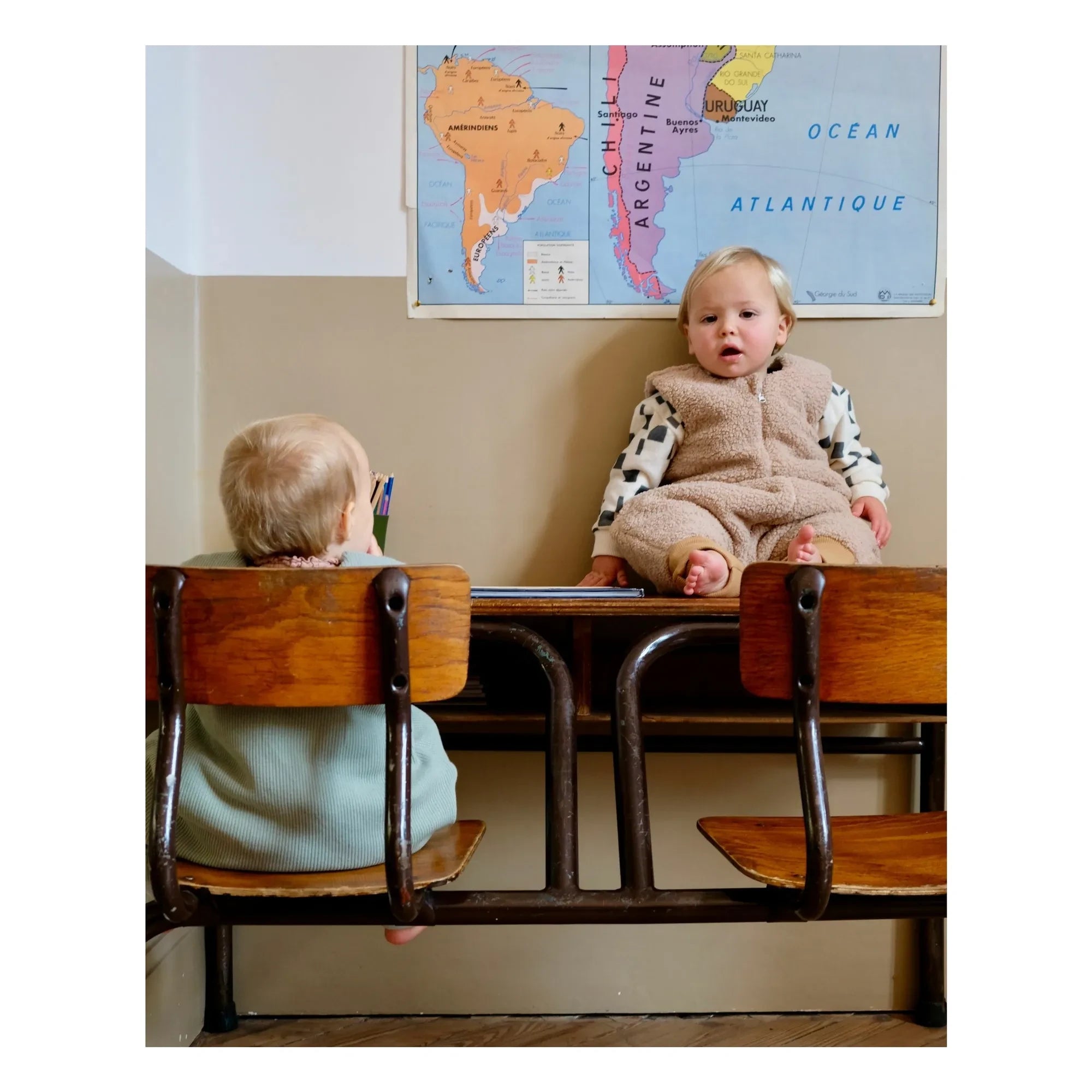 Tante Reine - Organic cotton footed sleeping bag Teddy | Sand
