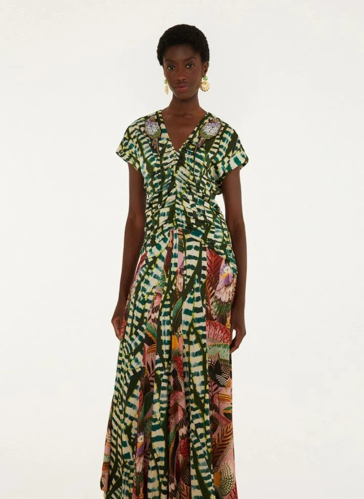 Farm Rio - Birds and Leaves Dress | Green