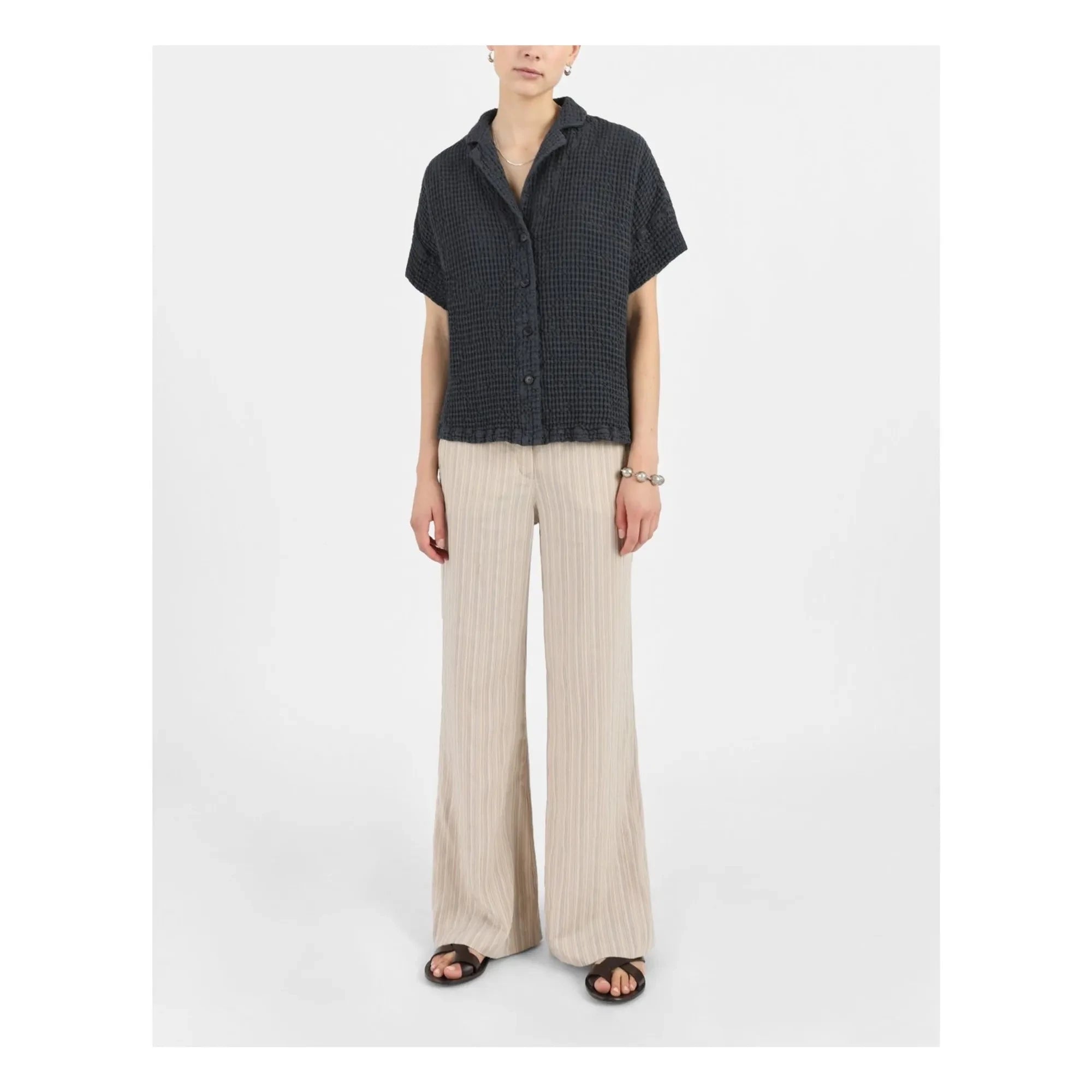 Masscob - Laguna pamuk ve keten gömlek | Kömür grisi