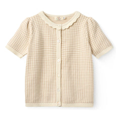 Copenhagen Colors - Organic Cotton Jacquard Short-Sleeve Cardigan | Beige Pink