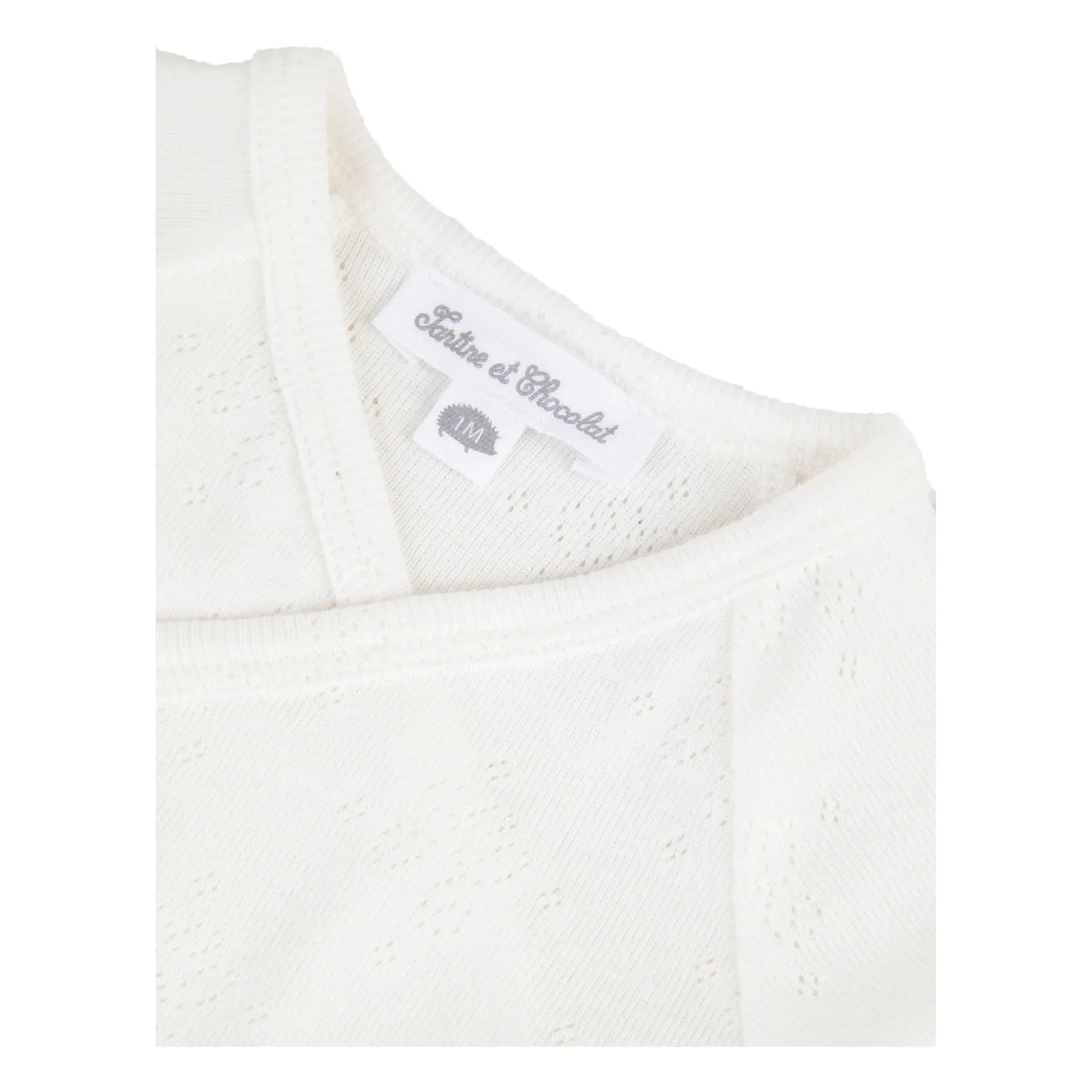 Tartine et Chocolat - Organic Cotton Cross-Over Pointelle Baby Body | Ecru