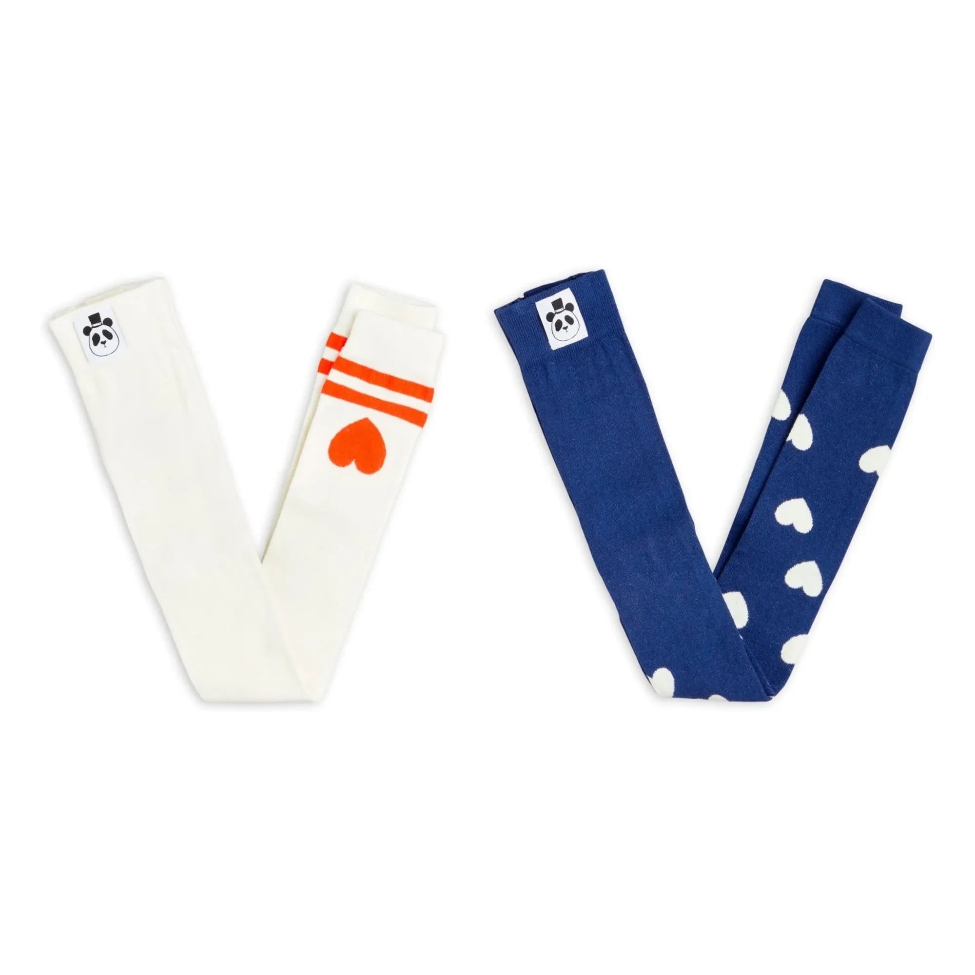 Mini Rodini - 2-Pack Organic Cotton Heart Leggings | White