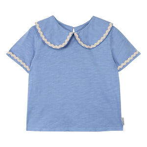 Mipounet - Claudine Collar Odetta Organic Cotton T-shirt | Blue