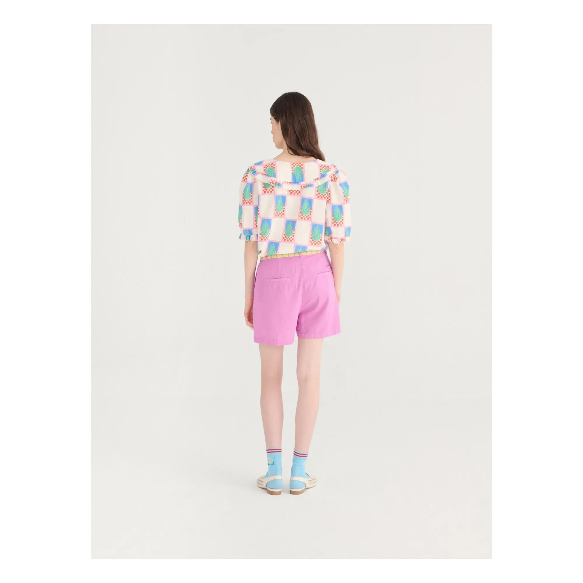 Bobo Choses - Purple Cotton Seersucker Puffed Shorts