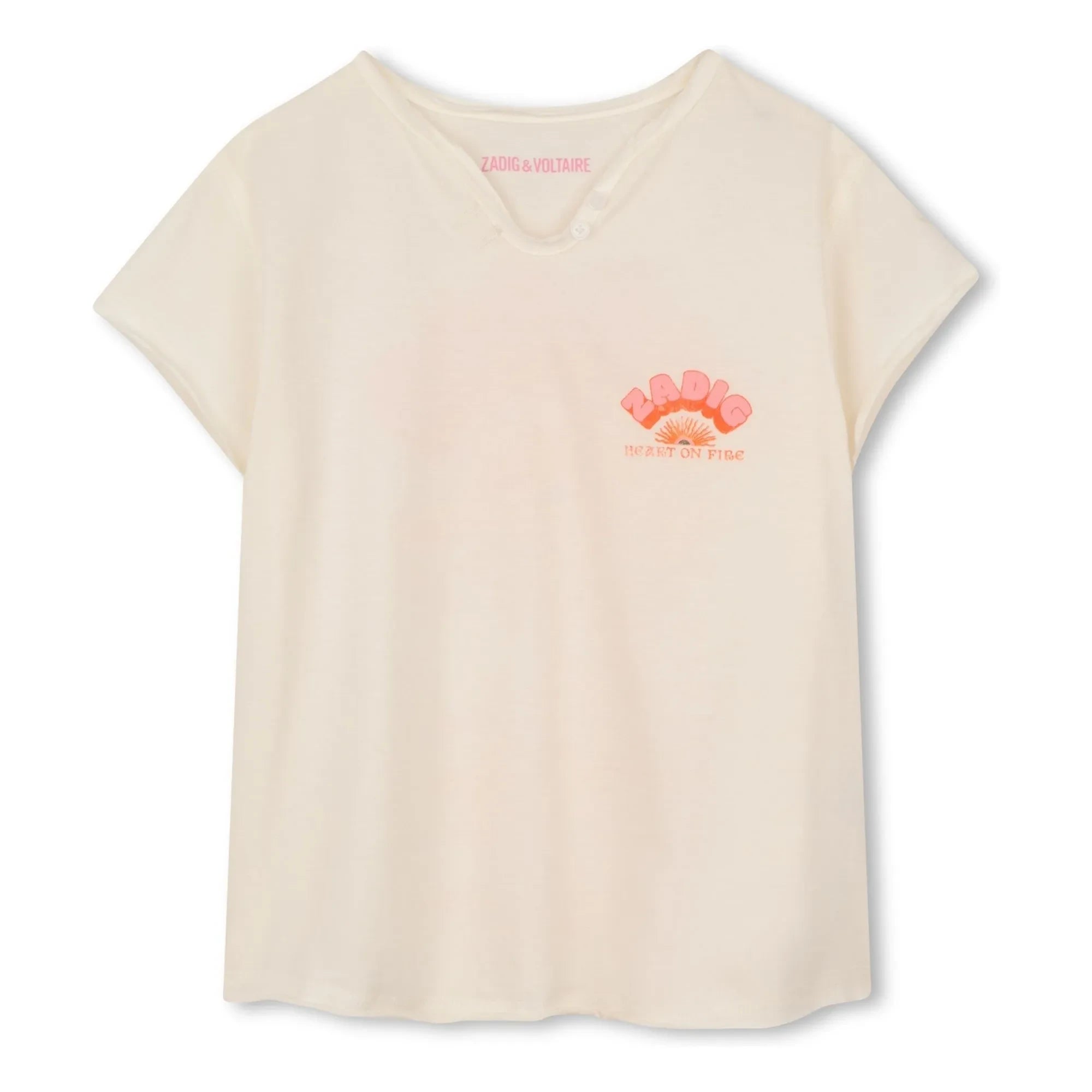 Zadig & Voltaire - Heart On Fire T-shirt with Tunic Collar | Off-white