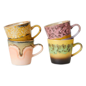 HKliving - Earthware Ceramic Cups - Set of 4 | Multicolor