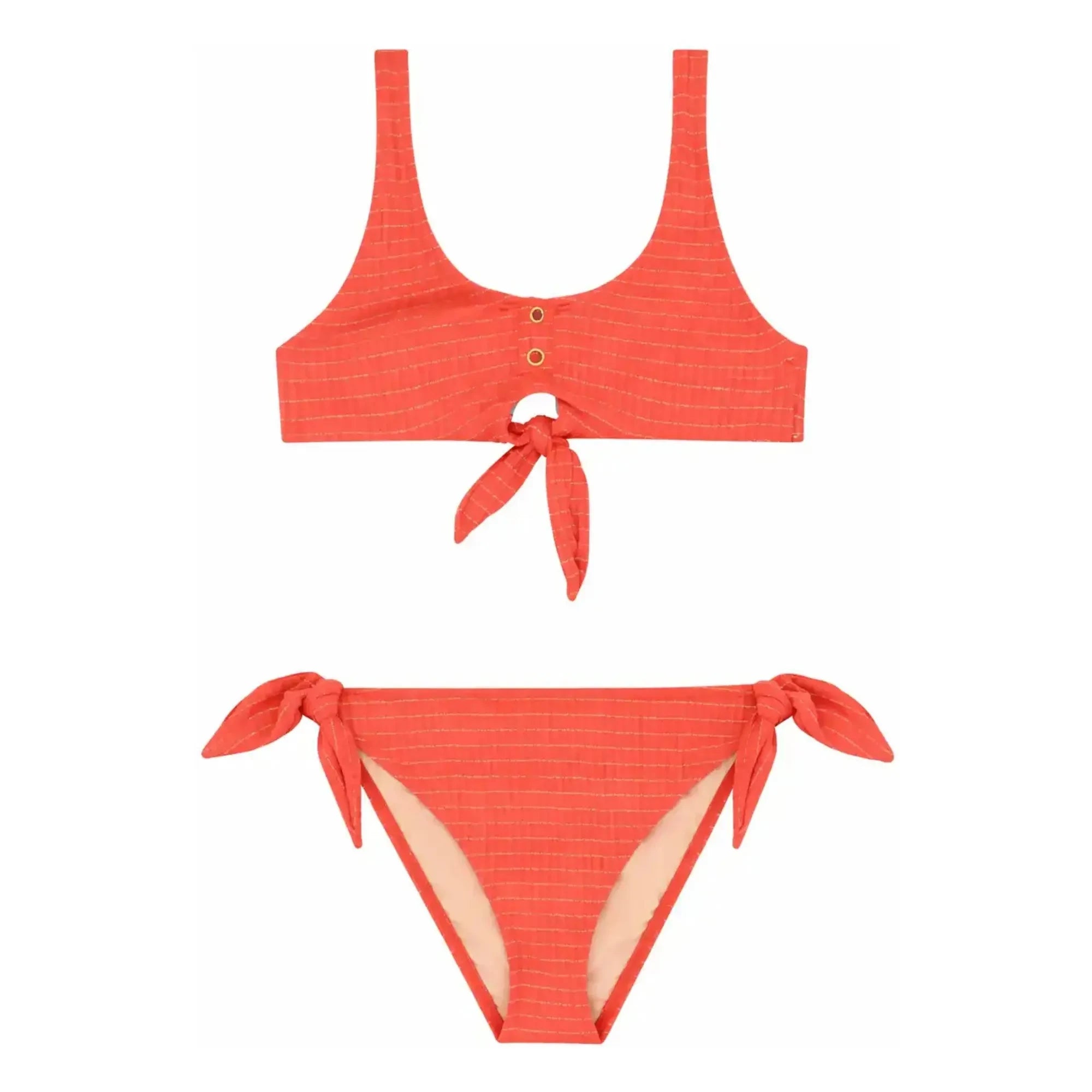 Lison Paris - Calypso 2 Piece Knotted Swimsuit Metallic | Coral
