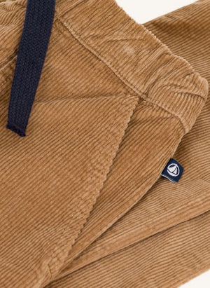 Petit Bateau - Kadife organik pamuk düz paça pantolon | Camel