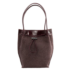BY FAR - Kayla Raphia and Leather Bag | Burgundy