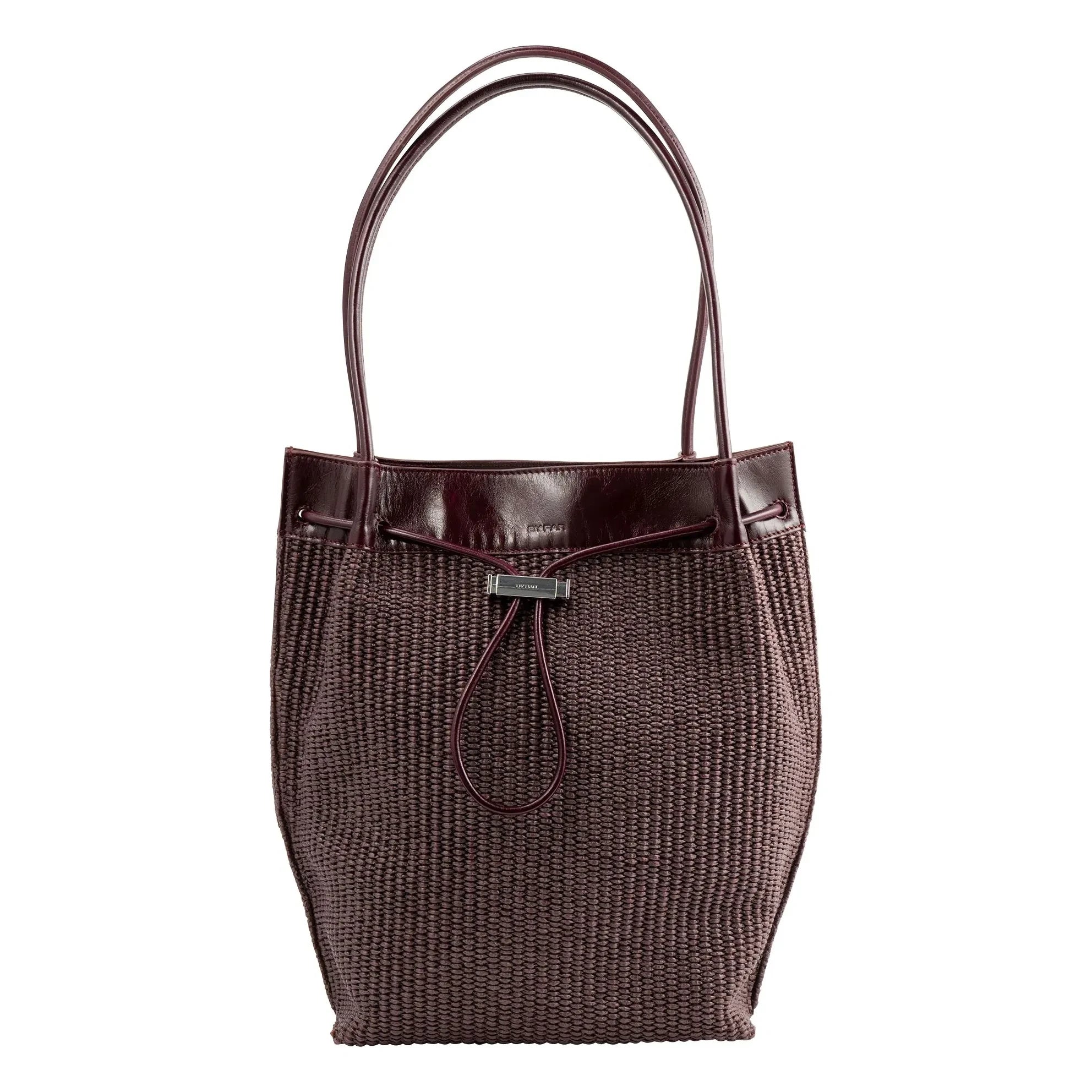 BY FAR - Kayla Raphia and Leather Bag | Burgundy