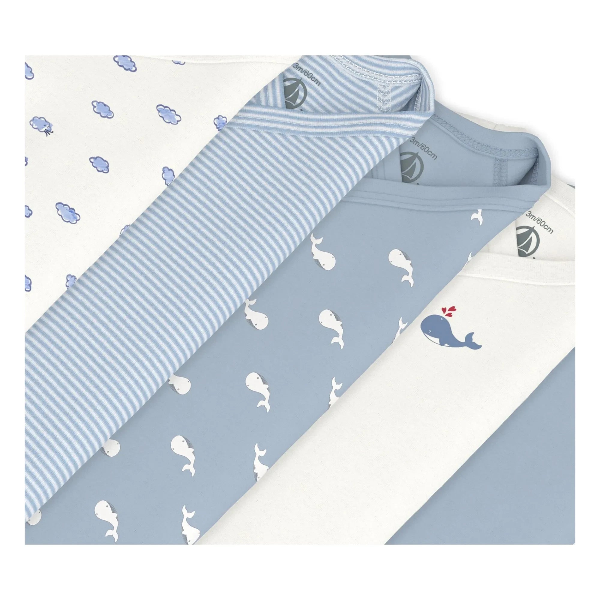 Petit Bateau - 5'li Balina Çapraz Çantalar Organik Pamuk | Mavi