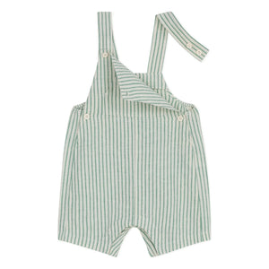 Petit Bateau - Striped Linen Short Salopet | Green