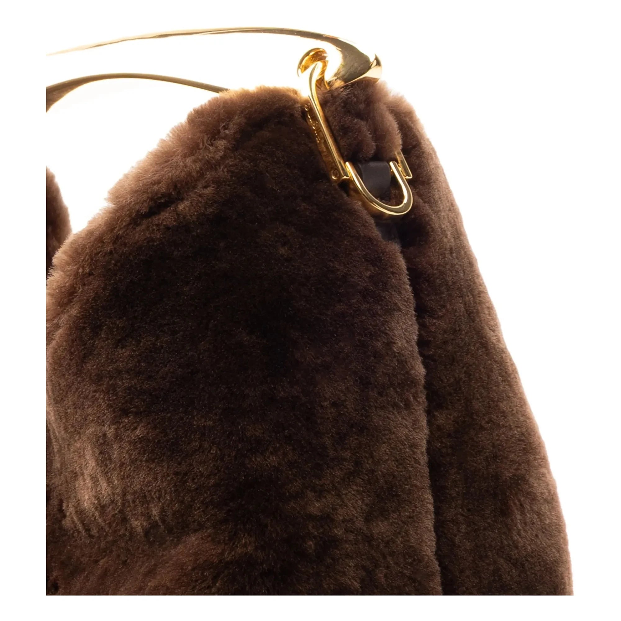 Elleme - Küçük Boomerang Shearling Çanta | Kahverengi