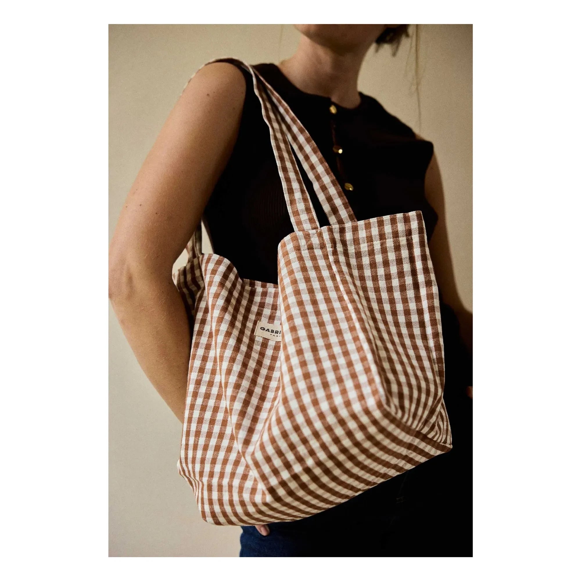 Gabrielle Paris - Mocha Checkered Leather Bag