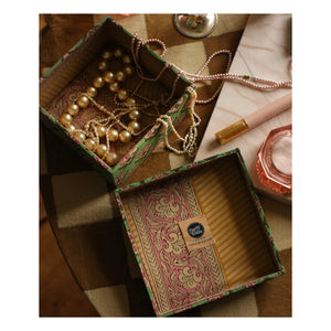 Doing Goods - Emma Wood and Cotton Square Boxes - Set of 2 | Green