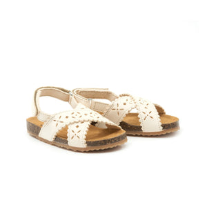 Pèpè - Two I and Me - Perforated Cross-Strap Sandals | White