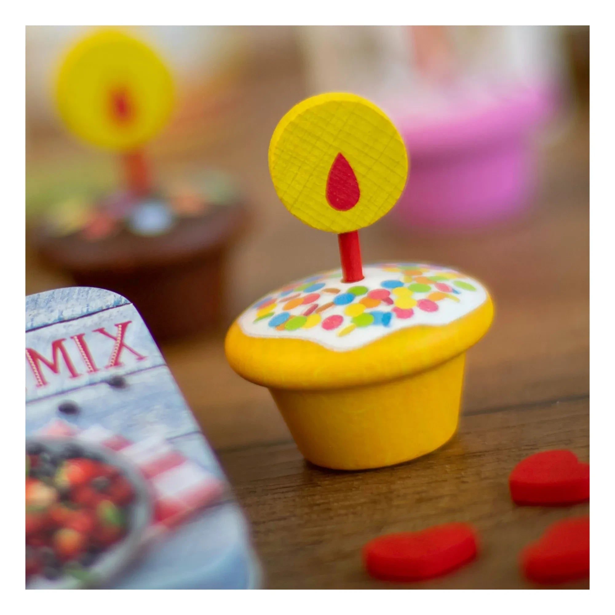 Erzi - Wooden Toy Muffin with Candle - Set of 3