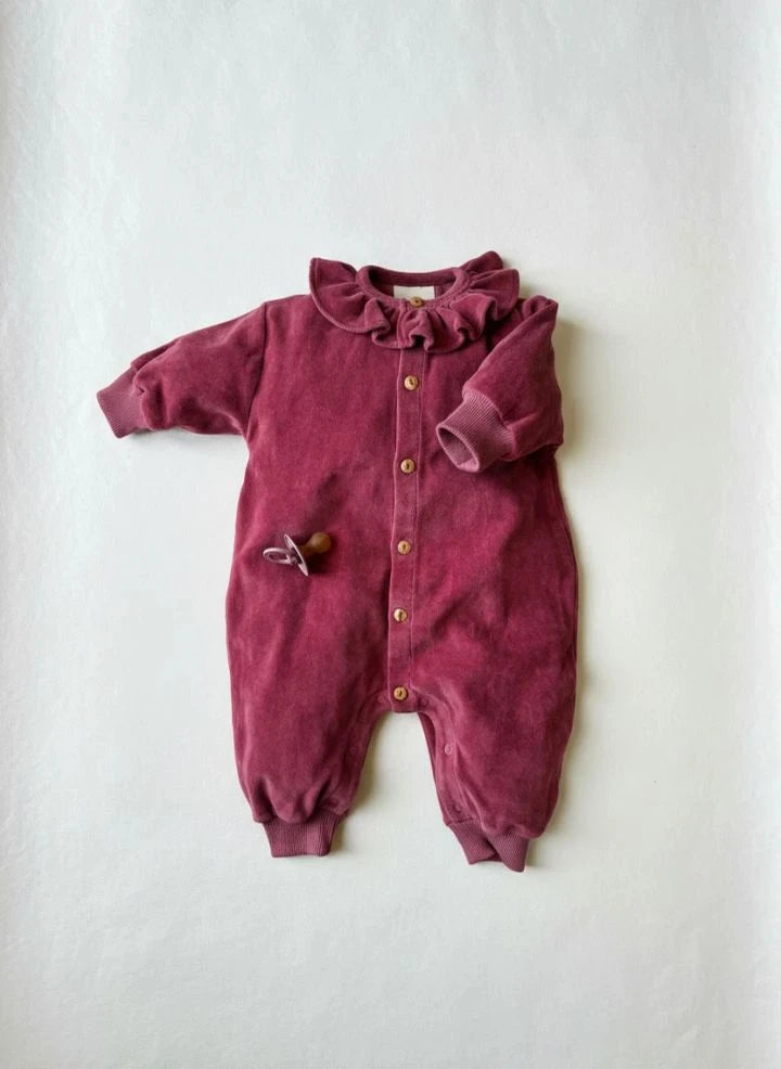 Studio Bohème - Iris Organic Cotton Velvet Jumpsuit | Raspberry Red