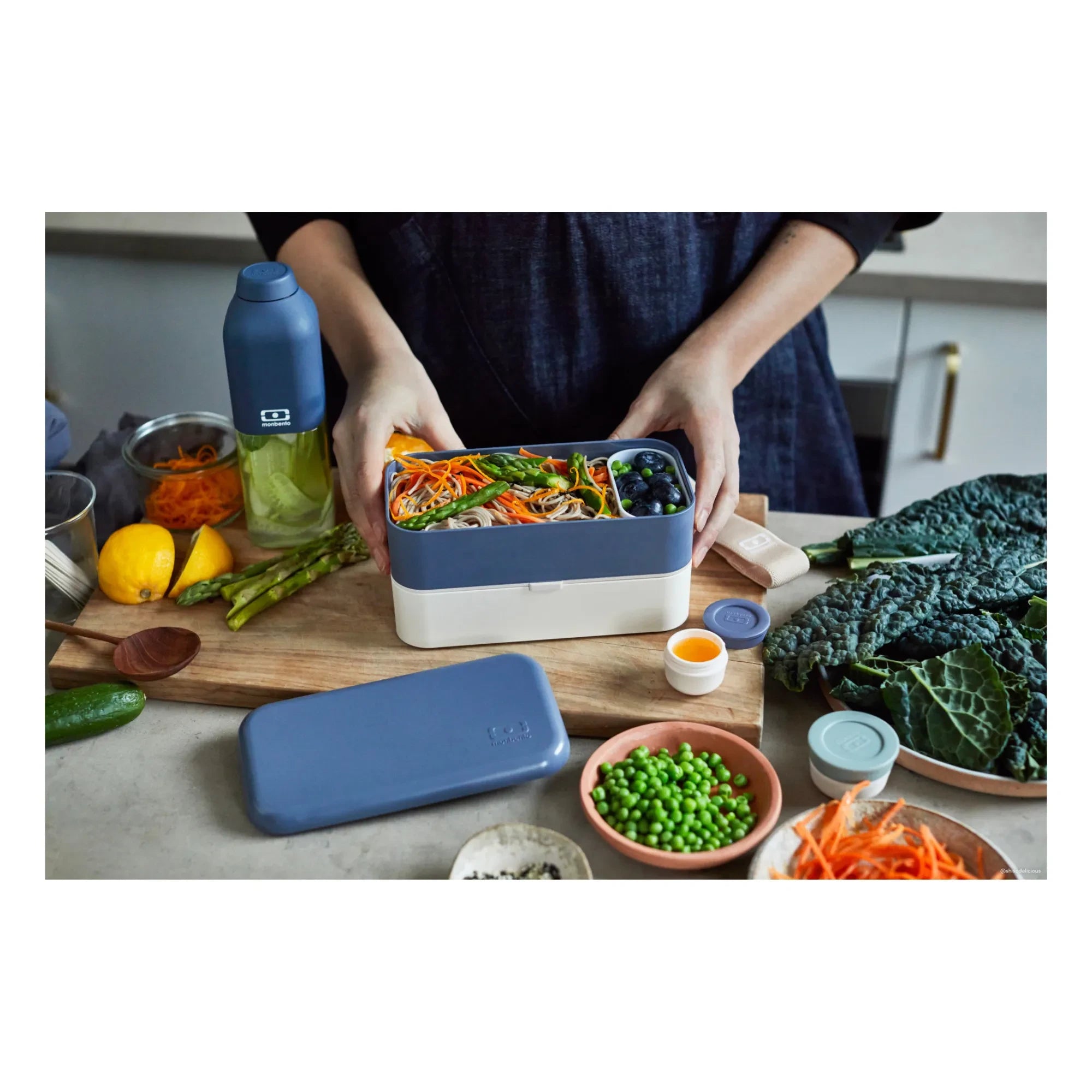 Monbento - MB Original Double Leakproof Compartment Bento | Blue