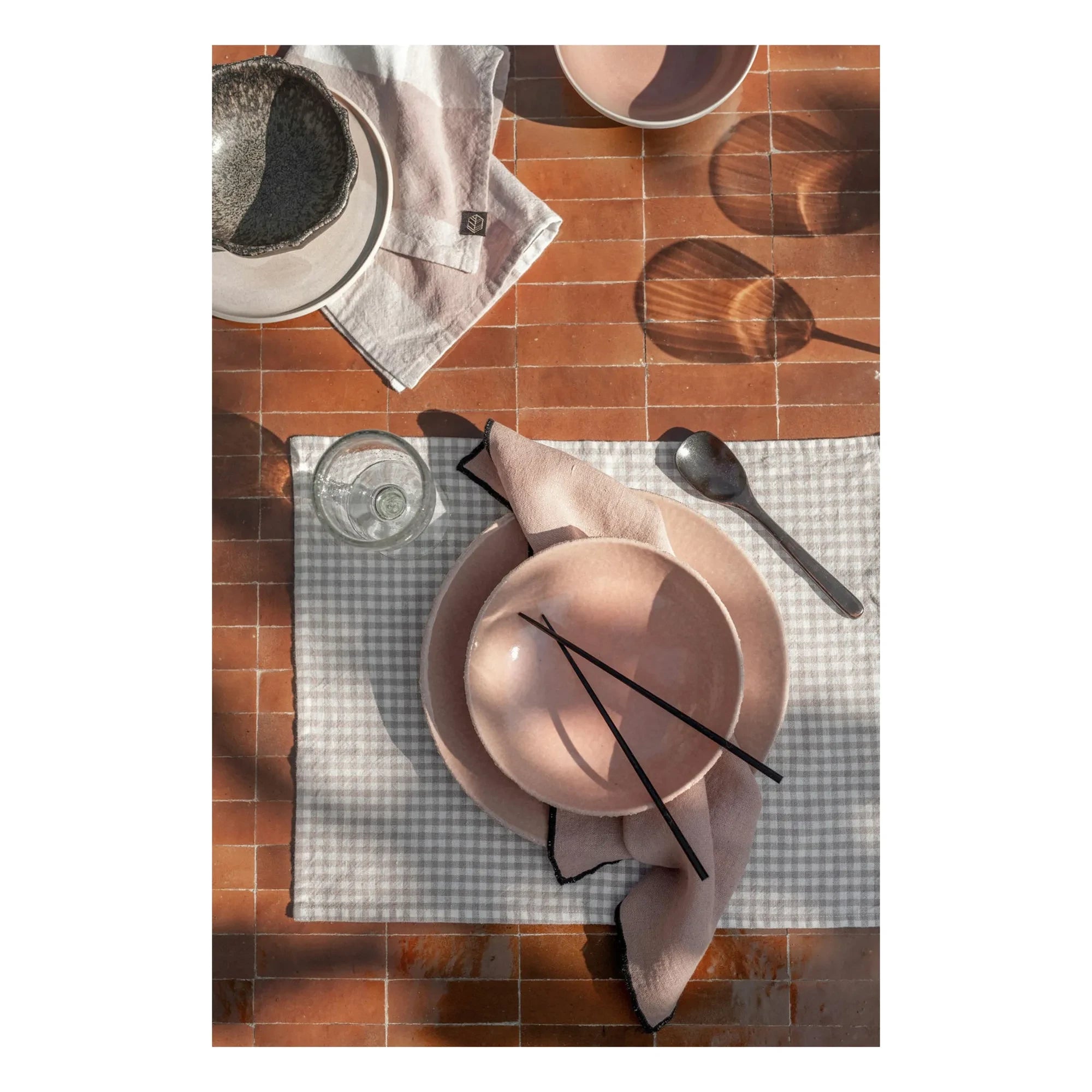 Haomy - Piana II Checkered Napkin | Powder Pink