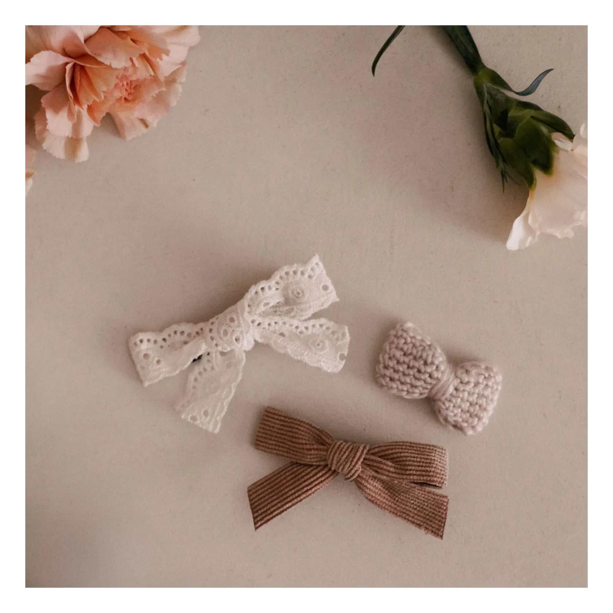 Gentil Coquelicot - Velvet Hair Clips - Set of 3 | Brown
