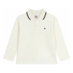 Petit Bateau - Contrast Trim Organic Cotton Polo T-Shirt | Ecru