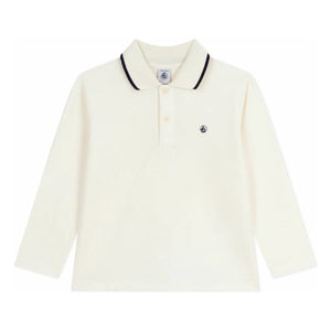 Petit Bateau - Contrast Trim Organic Cotton Polo T-Shirt | Ecru