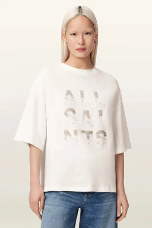 AllSaints women's cotton oversized STACKS T-shirt