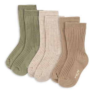 Konges Sløjd - Set of 3 Ribbed Socks | Beige
