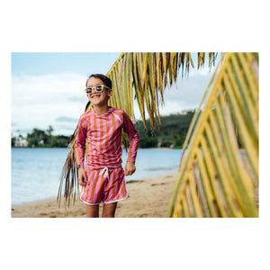 Beach & Bandits - Aloha Çizgili Trunk UV Korumalı Yüzme Şortu Geri Dönüştürülmüş Lifler | Pembe