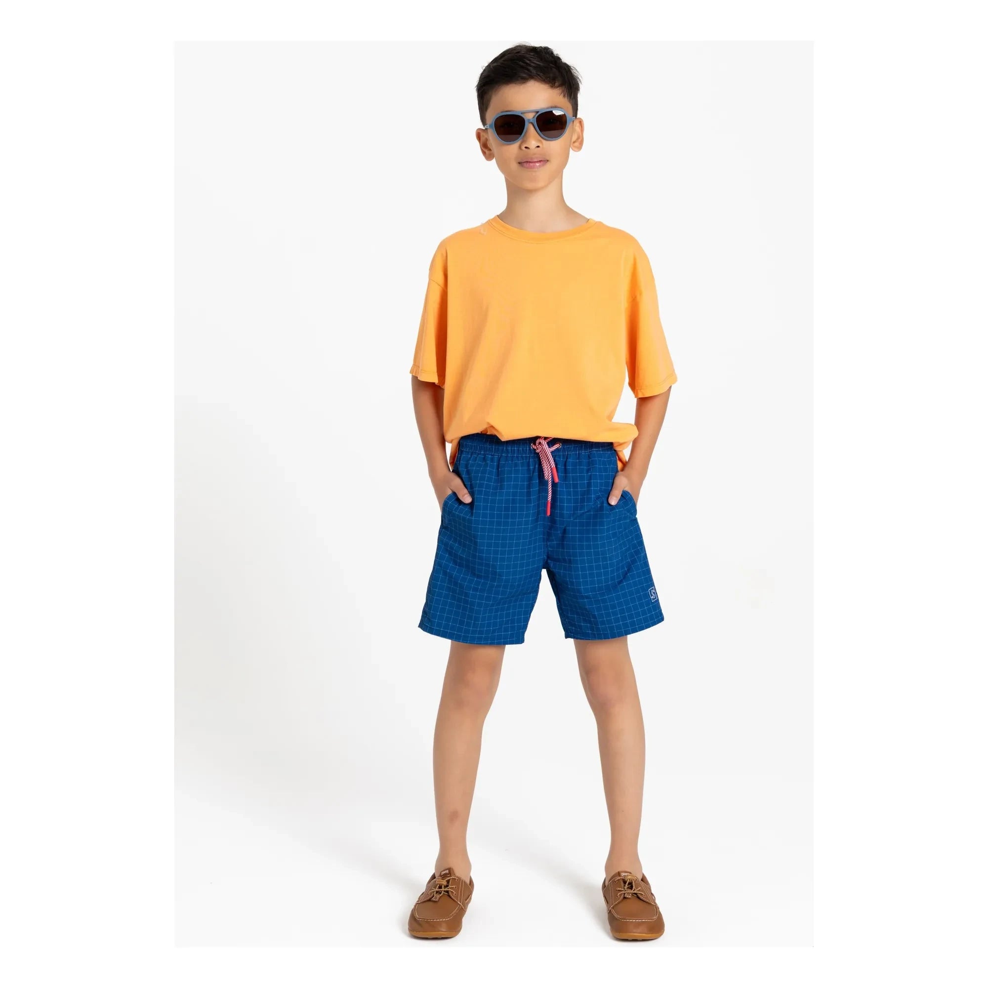 Smallable Kid - Archie Checkered Swim Shorts | Blue